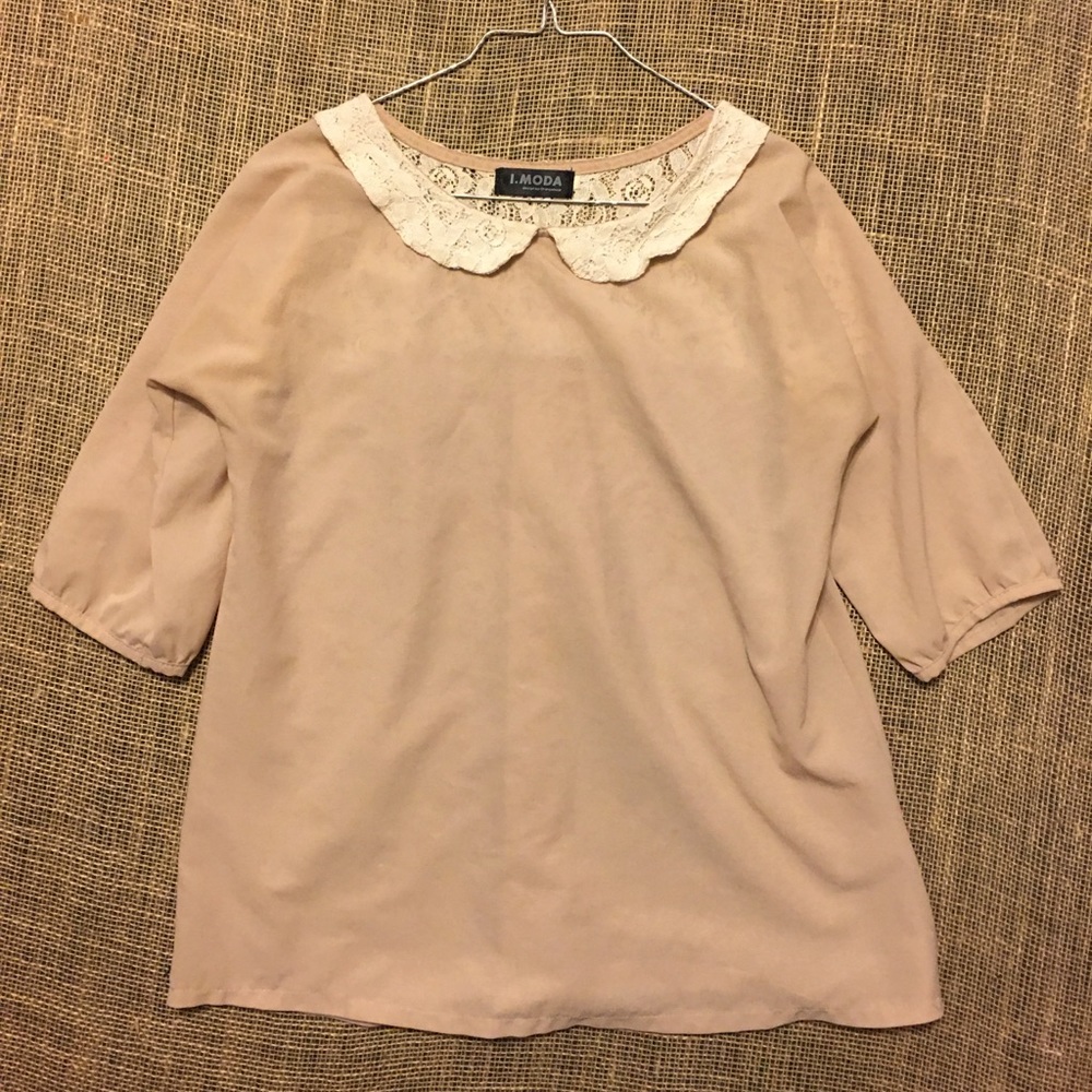 Cream and White Blouse with Lace Details